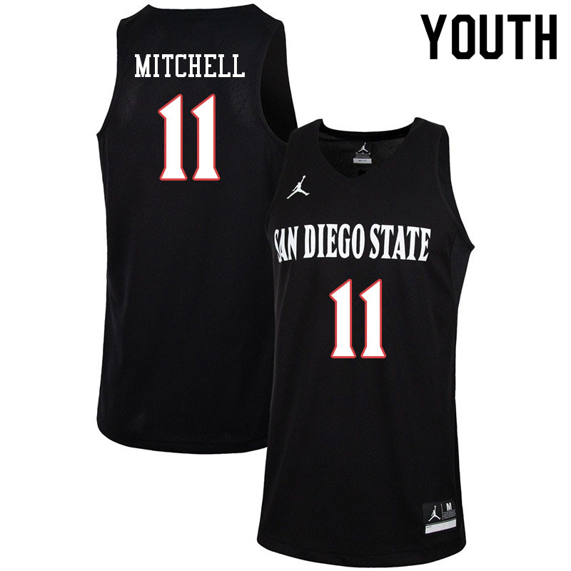 Jordan Brand Youth #11 Matt Mitchell San Diego State Aztecs College Basketball Jerseys-Black